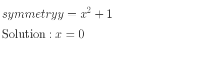 The symmetry y=x^2+1 is x=0